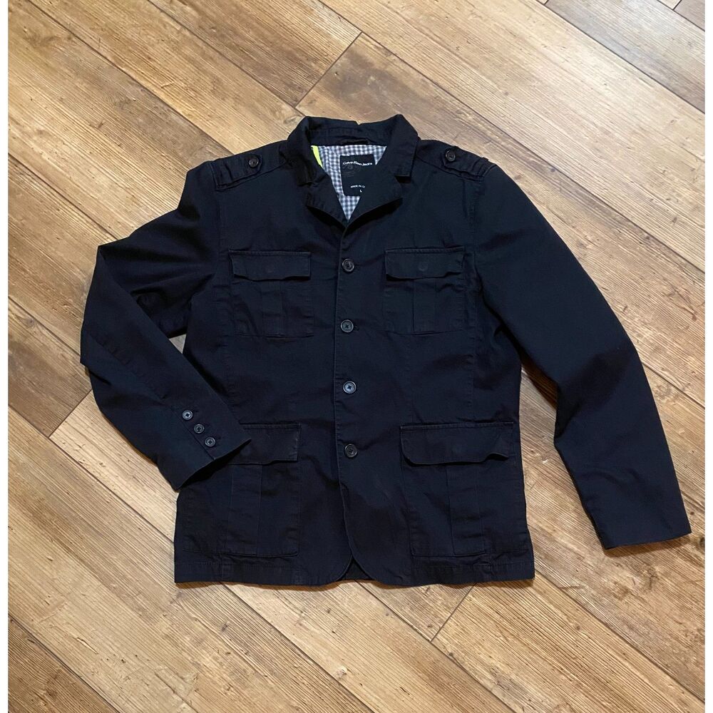 CALVIN KLEIN JEANS Navy Blue Utility Jacket Coat Sz Large